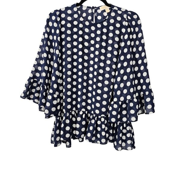 MICHAEL MICHAEL KORS Ruffled Polka Dot Georgette Bell Sleeve Top - Picture 2 of 10